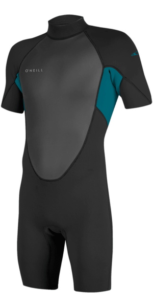2026 O'Neill Hombres Reactor-2 2mm Back Zip Shorty Neopreno 5041B - Black / Tide Pool